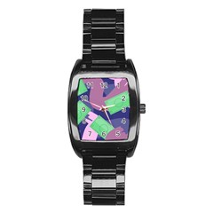 Money Dollar Green Purple Pink Stainless Steel Barrel Watch by Alisyart