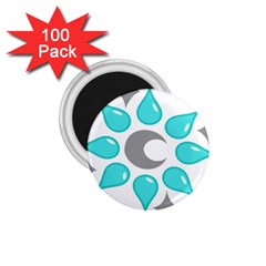 Moon Water Star Grey Blue 1 75  Magnets (100 Pack) 