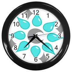 Moon Water Star Grey Blue Wall Clocks (black)