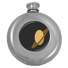 Saturn Ring Planet Space Orange Round Hip Flask (5 Oz) by Alisyart