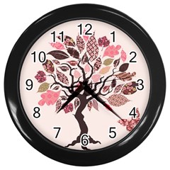 Tree Butterfly Insect Leaf Pink Wall Clocks (black) by Alisyart