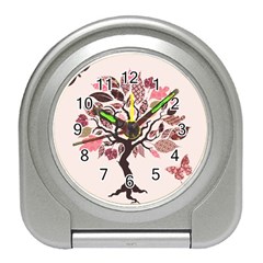 Tree Butterfly Insect Leaf Pink Travel Alarm Clocks by Alisyart