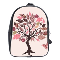 Tree Butterfly Insect Leaf Pink School Bags(large) 