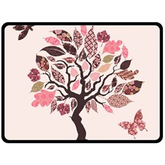 Tree Butterfly Insect Leaf Pink Fleece Blanket (large) 