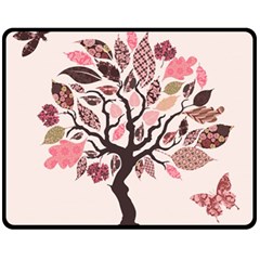 Tree Butterfly Insect Leaf Pink Fleece Blanket (medium) 