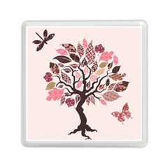 Tree Butterfly Insect Leaf Pink Memory Card Reader (square) 