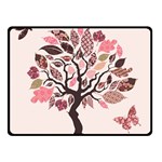 Tree Butterfly Insect Leaf Pink Double Sided Fleece Blanket (Small)  45 x34  Blanket Front