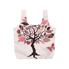 Tree Butterfly Insect Leaf Pink Full Print Recycle Bags (s)  by Alisyart