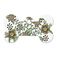 Frame Flower Floral Sun Purple Yellow Green Dog Tag Bone (one Side) by Alisyart