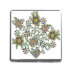Frame Flower Floral Sun Purple Yellow Green Memory Card Reader (square)