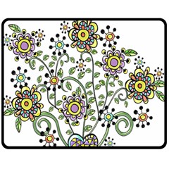 Frame Flower Floral Sun Purple Yellow Green Fleece Blanket (medium)  by Alisyart