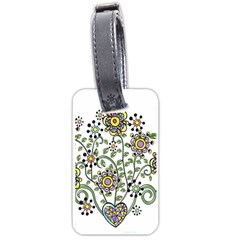 Frame Flower Floral Sun Purple Yellow Green Luggage Tags (one Side) 