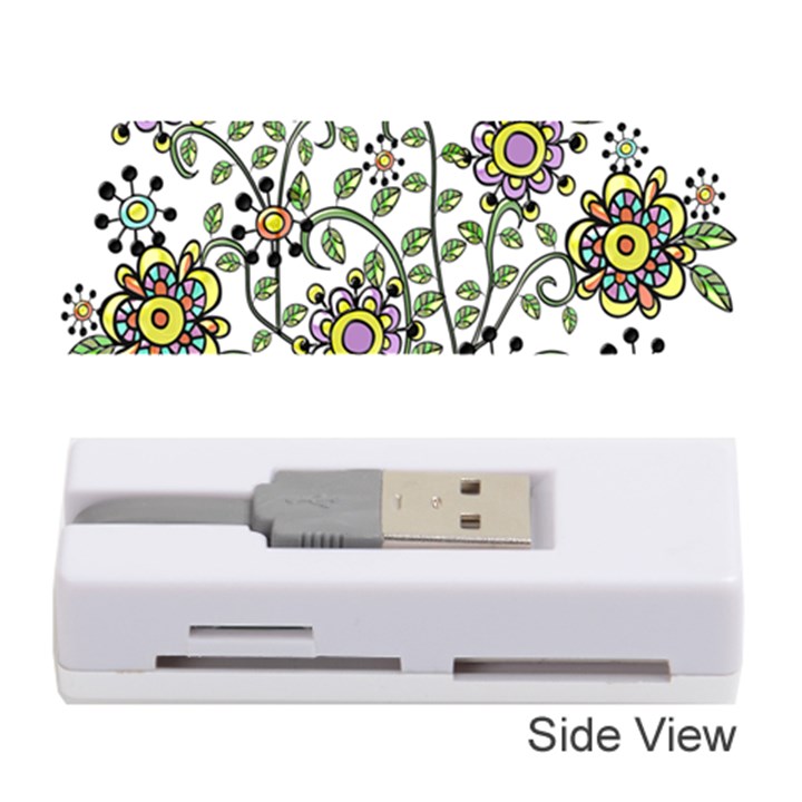 Frame Flower Floral Sun Purple Yellow Green Memory Card Reader (Stick) 