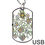 Frame Flower Floral Sun Purple Yellow Green Dog Tag USB Flash (Two Sides) Front