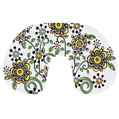 Frame Flower Floral Sun Purple Yellow Green Travel Neck Pillows by Alisyart