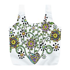 Frame Flower Floral Sun Purple Yellow Green Full Print Recycle Bags (l) 
