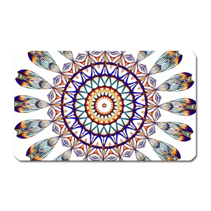 Circle Star Rainbow Color Blue Gold Prismatic Mandala Line Art Magnet (Rectangular)