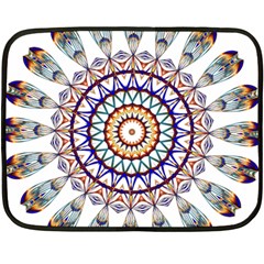 Circle Star Rainbow Color Blue Gold Prismatic Mandala Line Art Fleece Blanket (mini)