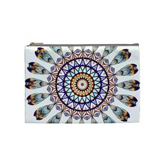 Circle Star Rainbow Color Blue Gold Prismatic Mandala Line Art Cosmetic Bag (medium) 