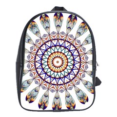 Circle Star Rainbow Color Blue Gold Prismatic Mandala Line Art School Bags(large) 