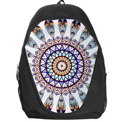 Circle Star Rainbow Color Blue Gold Prismatic Mandala Line Art Backpack Bag