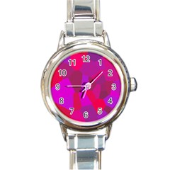 Voronoi Pink Purple Round Italian Charm Watch by Alisyart