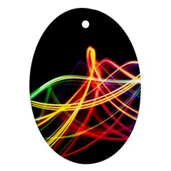 Vortex Rainbow Twisting Light Blurs Green Orange Green Pink Purple Ornament (oval) by Alisyart