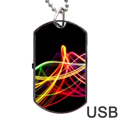 Vortex Rainbow Twisting Light Blurs Green Orange Green Pink Purple Dog Tag Usb Flash (two Sides)