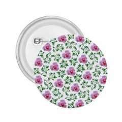 Rose Flower Pink Leaf Green 2 25  Buttons