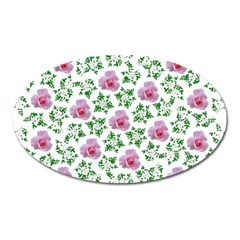 Rose Flower Pink Leaf Green Oval Magnet