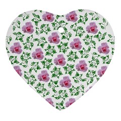 Rose Flower Pink Leaf Green Heart Ornament (two Sides) by Alisyart