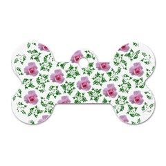 Rose Flower Pink Leaf Green Dog Tag Bone (one Side) by Alisyart