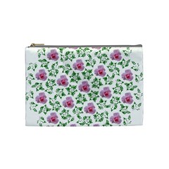 Rose Flower Pink Leaf Green Cosmetic Bag (medium)  by Alisyart