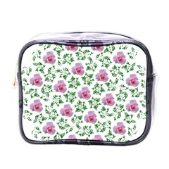 Rose Flower Pink Leaf Green Mini Toiletries Bags by Alisyart