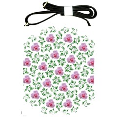 Rose Flower Pink Leaf Green Shoulder Sling Bags by Alisyart