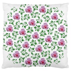 Rose Flower Pink Leaf Green Large Cushion Case (one Side)