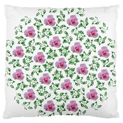 Rose Flower Pink Leaf Green Large Flano Cushion Case (one Side)