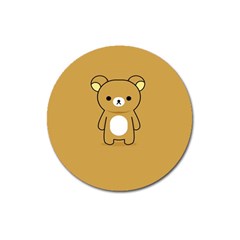 Bear Minimalist Animals Brown White Smile Face Magnet 3  (round) by Alisyart