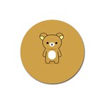 Bear Minimalist Animals Brown White Smile Face Magnet 3  (Round) Front