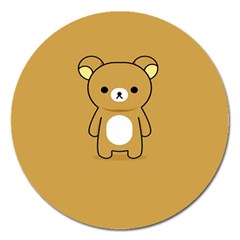 Bear Minimalist Animals Brown White Smile Face Magnet 5  (round) by Alisyart