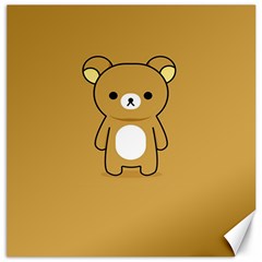 Bear Minimalist Animals Brown White Smile Face Canvas 16  X 16  