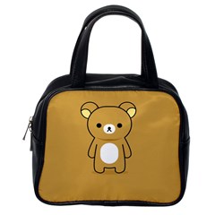 Bear Minimalist Animals Brown White Smile Face Classic Handbags (one Side)