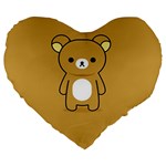 Bear Minimalist Animals Brown White Smile Face Large 19  Premium Heart Shape Cushions Front