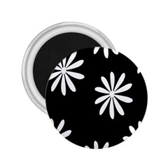 Black White Giant Flower Floral 2 25  Magnets