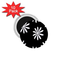 Black White Giant Flower Floral 1 75  Magnets (10 Pack) 