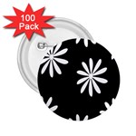 Black White Giant Flower Floral 2.25  Buttons (100 pack)  Front