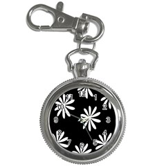 Black White Giant Flower Floral Key Chain Watches by Alisyart