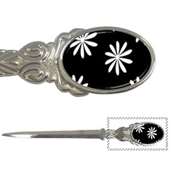 Black White Giant Flower Floral Letter Openers by Alisyart