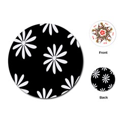 Black White Giant Flower Floral Playing Cards (round)  by Alisyart