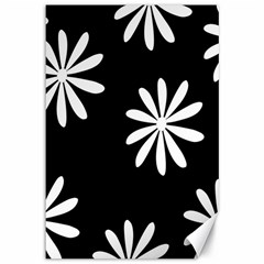 Black White Giant Flower Floral Canvas 12  X 18   by Alisyart